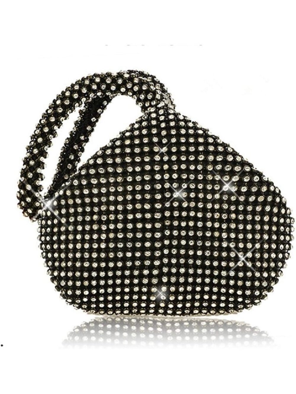 Silver Rhinestone Triangle Evening Bag Wristlet Pouch Formal Prom